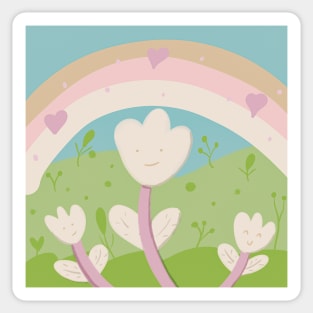 Cute Flower With Nice Landscape Sticker